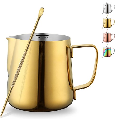 Gold milk frothing pitcher - gold,